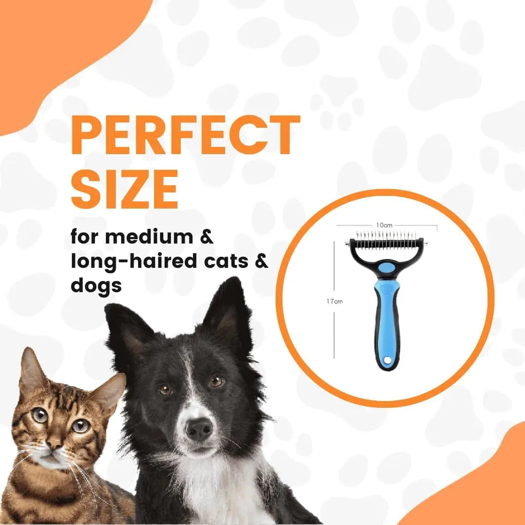 Stainless Steel Double-Sided Pet Detangling Comb - Professional Grooming Tool for Dogs and Cats, Designed for Effective Shedding and Fur Removal