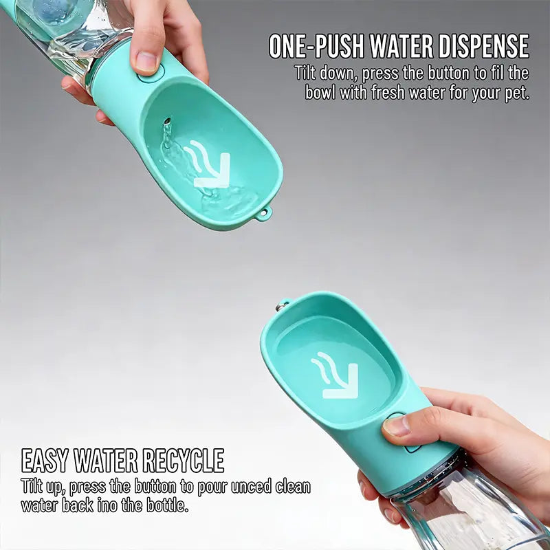 3-in-1 Portable Pet Water Bottle 20 Oz - Leak-Proof Dog Water Container with Integrated Poop Bag Dispenser for Travel, Hiking, and Outdoor Activities