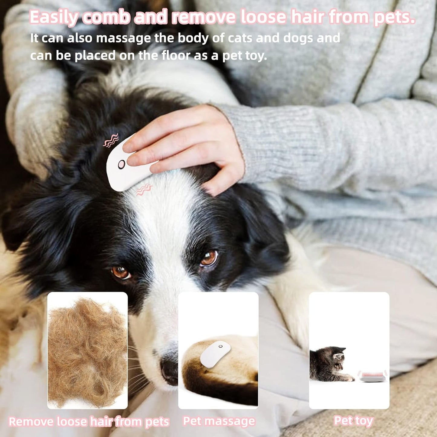 Electric Vibrating Pet Massage Brush | Dog & Cat Grooming Brush
