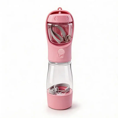 3-in-1 Portable Pet Water Bottle 20 Oz - Leak-Proof Dog Water Container with Integrated Poop Bag Dispenser for Travel, Hiking, and Outdoor Activities