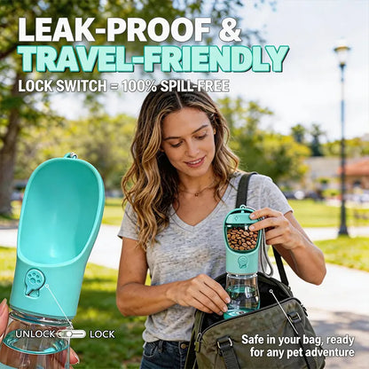3-in-1 Portable Pet Water Bottle 20 Oz - Leak-Proof Dog Water Container with Integrated Poop Bag Dispenser for Travel, Hiking, and Outdoor Activities