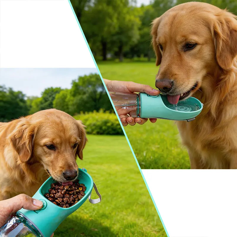 3-in-1 Portable Pet Water Bottle 20 Oz - Leak-Proof Dog Water Container with Integrated Poop Bag Dispenser for Travel, Hiking, and Outdoor Activities