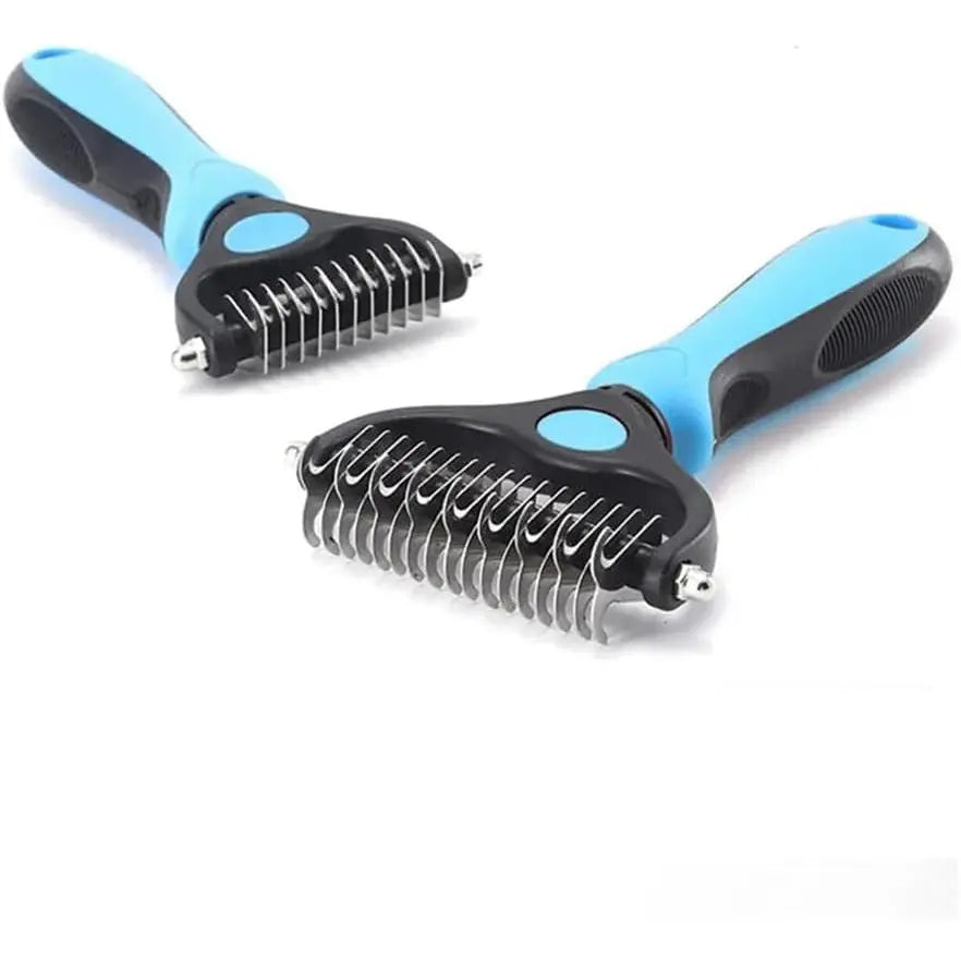 Stainless Steel Double-Sided Pet Detangling Comb - Professional Grooming Tool for Dogs and Cats, Designed for Effective Shedding and Fur Removal