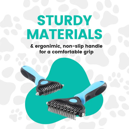 Stainless Steel Double-Sided Pet Detangling Comb - Professional Grooming Tool for Dogs and Cats, Designed for Effective Shedding and Fur Removal