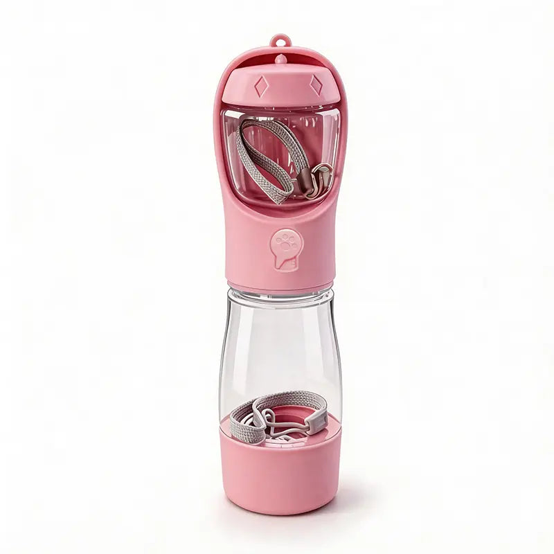 3-in-1 Portable Pet Water Bottle 20 Oz - Leak-Proof Dog Water Container with Integrated Poop Bag Dispenser for Travel, Hiking, and Outdoor Activities