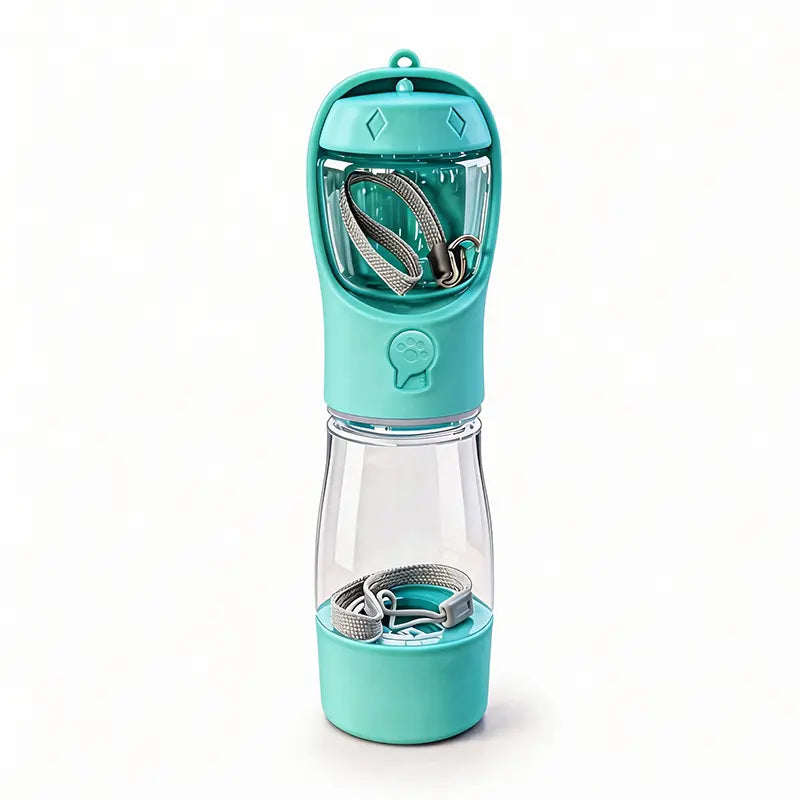 3-in-1 Portable Pet Water Bottle 20 Oz - Leak-Proof Dog Water Container with Integrated Poop Bag Dispenser for Travel, Hiking, and Outdoor Activities