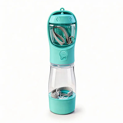 3-in-1 Portable Pet Water Bottle 20 Oz - Leak-Proof Dog Water Container with Integrated Poop Bag Dispenser for Travel, Hiking, and Outdoor Activities